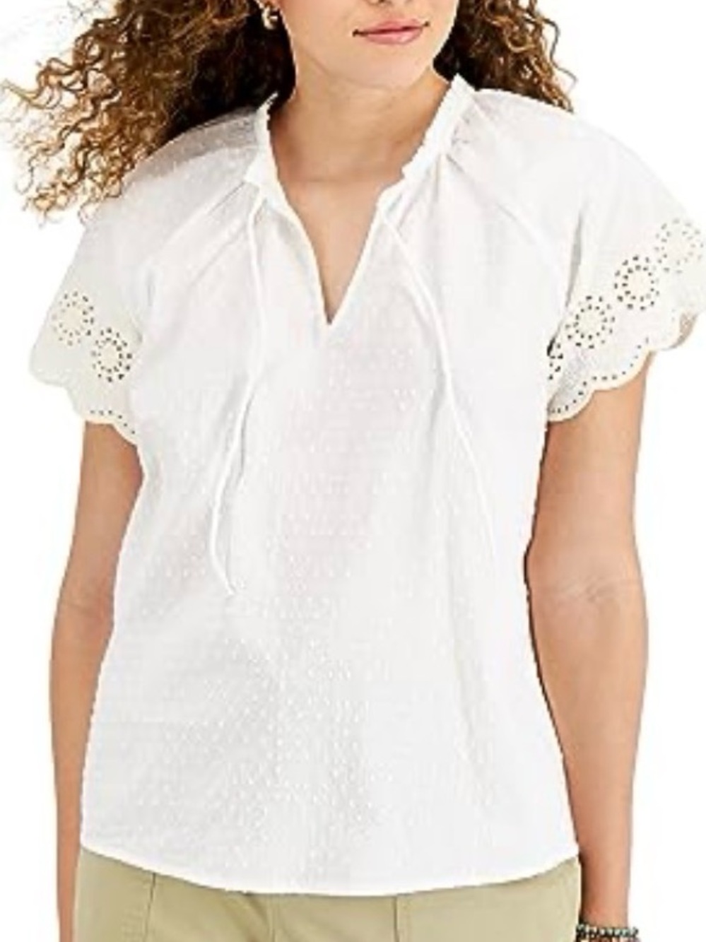 Macy’s STYLE & CO COTTON FLUTTER SLEEVE PEASANT TOP XL
